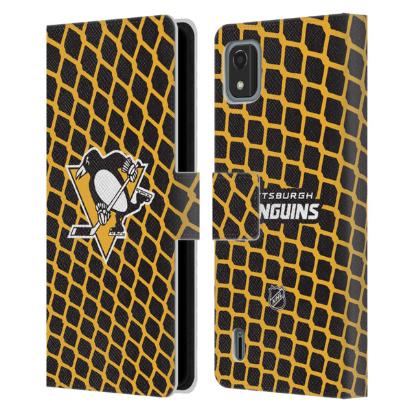 NHL Pittsburgh Penguins Net Pattern Leather Book Wallet Case Cover For Nokia C2 2nd Edition