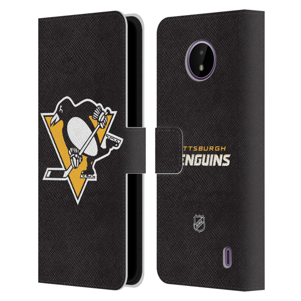 NHL Pittsburgh Penguins Plain Leather Book Wallet Case Cover For Nokia C10 / C20