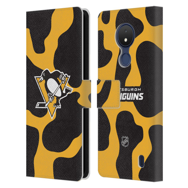 NHL Pittsburgh Penguins Cow Pattern Leather Book Wallet Case Cover For Nokia C21