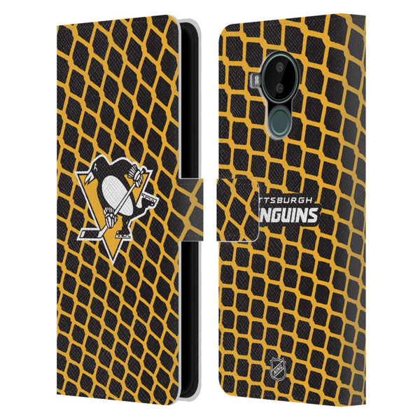 NHL Pittsburgh Penguins Net Pattern Leather Book Wallet Case Cover For Nokia C30