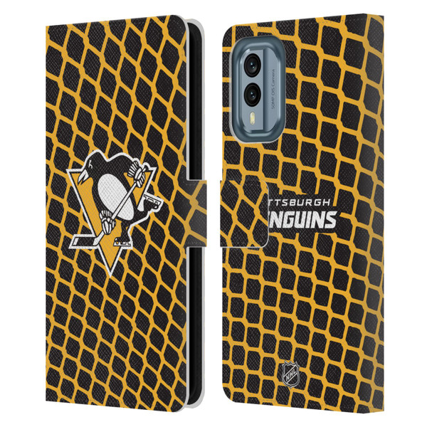 NHL Pittsburgh Penguins Net Pattern Leather Book Wallet Case Cover For Nokia X30