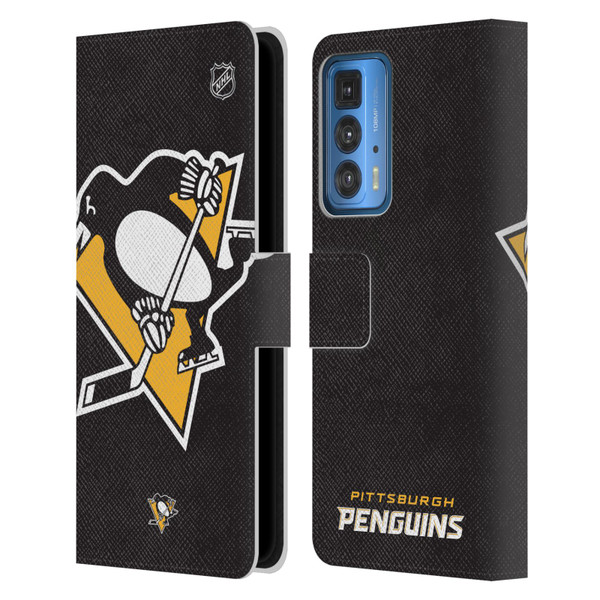 NHL Pittsburgh Penguins Oversized Leather Book Wallet Case Cover For Motorola Edge 20 Pro
