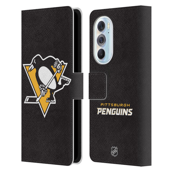 NHL Pittsburgh Penguins Plain Leather Book Wallet Case Cover For Motorola Edge X30