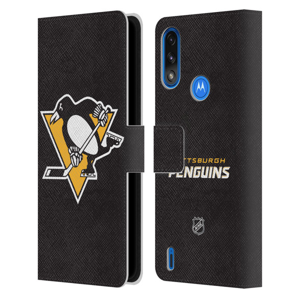 NHL Pittsburgh Penguins Plain Leather Book Wallet Case Cover For Motorola Moto E7 Power / Moto E7i Power