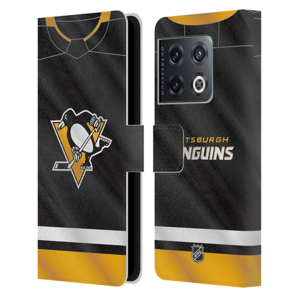 NHL Pittsburgh Penguins Jersey Leather Book Wallet Case Cover For OnePlus 10 Pro