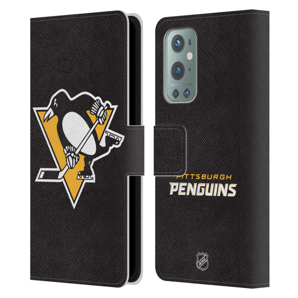 NHL Pittsburgh Penguins Plain Leather Book Wallet Case Cover For OnePlus 9