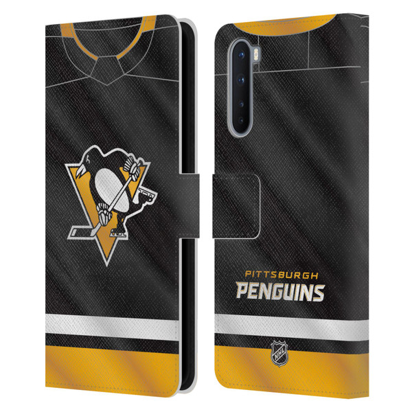 NHL Pittsburgh Penguins Jersey Leather Book Wallet Case Cover For OnePlus Nord 5G