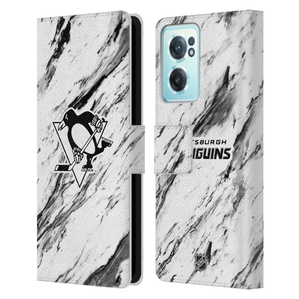 NHL Pittsburgh Penguins Marble Leather Book Wallet Case Cover For OnePlus Nord CE 2 5G