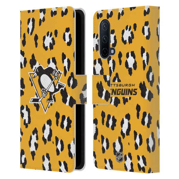 NHL Pittsburgh Penguins Leopard Patten Leather Book Wallet Case Cover For OnePlus Nord CE 5G