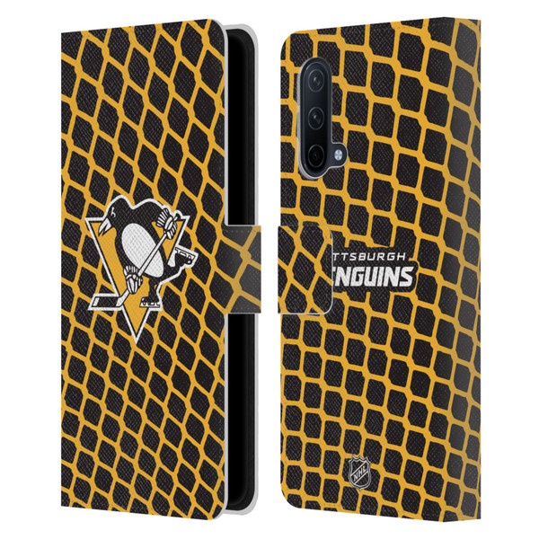 NHL Pittsburgh Penguins Net Pattern Leather Book Wallet Case Cover For OnePlus Nord CE 5G