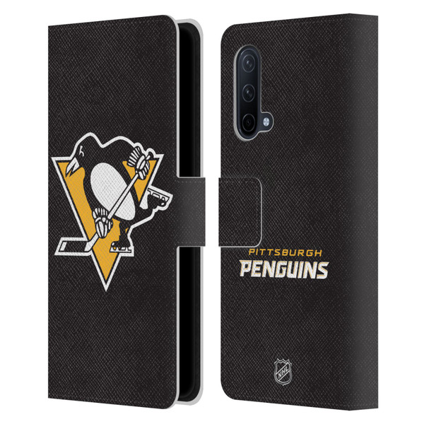 NHL Pittsburgh Penguins Plain Leather Book Wallet Case Cover For OnePlus Nord CE 5G