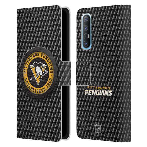 NHL Pittsburgh Penguins Puck Texture Leather Book Wallet Case Cover For OPPO Find X2 Neo 5G