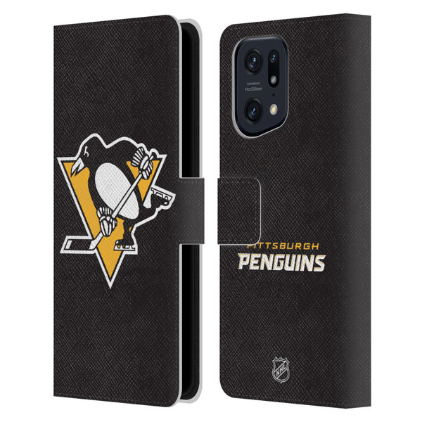 NHL Pittsburgh Penguins Plain Leather Book Wallet Case Cover For OPPO Find X5 Pro