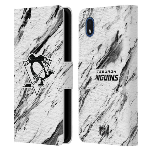 NHL Pittsburgh Penguins Marble Leather Book Wallet Case Cover For Samsung Galaxy A01 Core (2020)