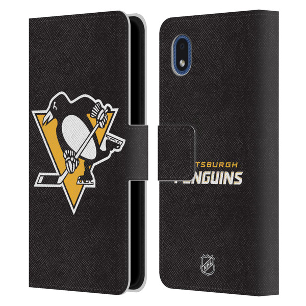 NHL Pittsburgh Penguins Plain Leather Book Wallet Case Cover For Samsung Galaxy A01 Core (2020)