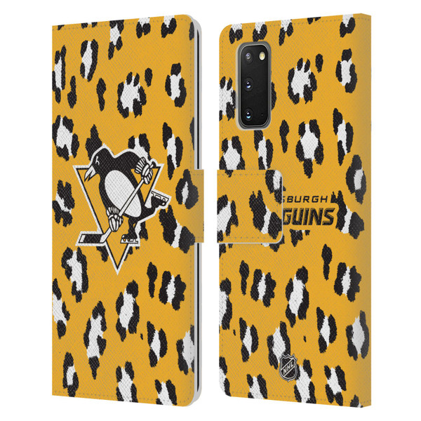 NHL Pittsburgh Penguins Leopard Patten Leather Book Wallet Case Cover For Samsung Galaxy S20 / S20 5G