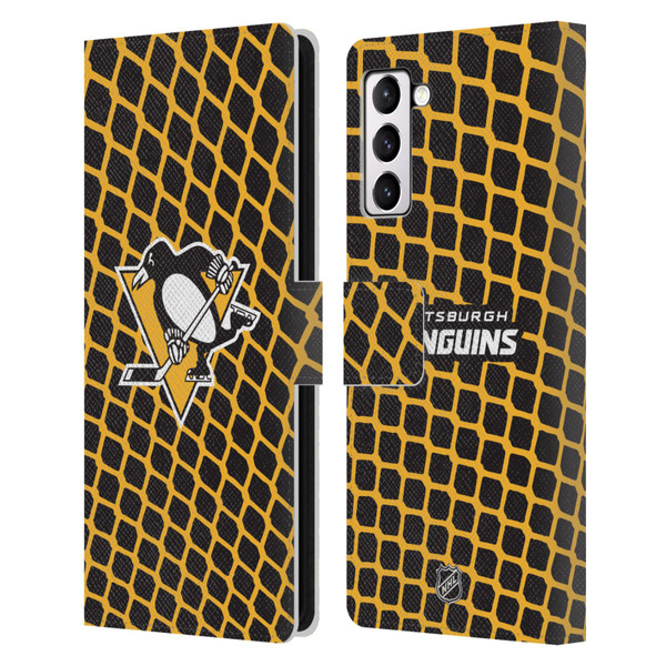 NHL Pittsburgh Penguins Net Pattern Leather Book Wallet Case Cover For Samsung Galaxy S21+ 5G