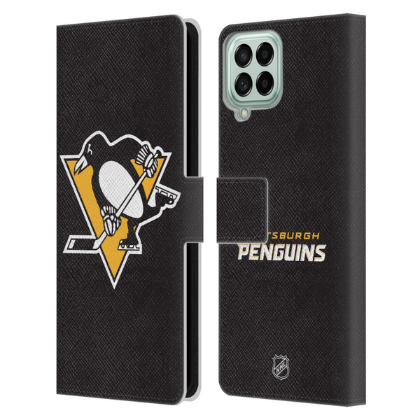 NHL Pittsburgh Penguins Plain Leather Book Wallet Case Cover For Samsung Galaxy M33 (2022)