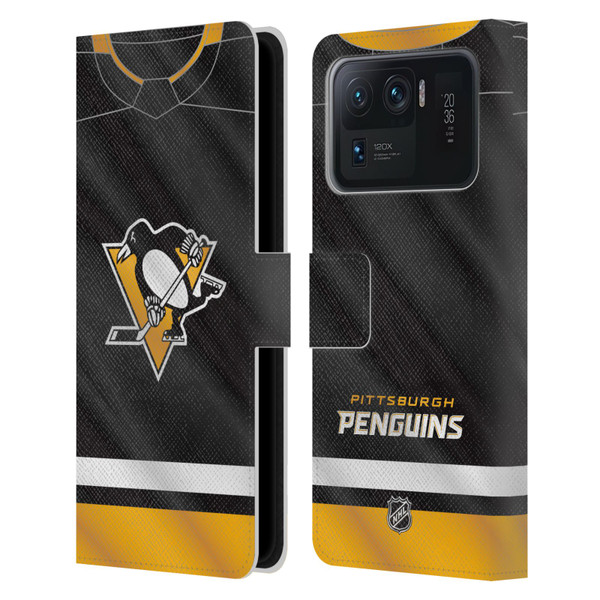 NHL Pittsburgh Penguins Jersey Leather Book Wallet Case Cover For Xiaomi Mi 11 Ultra