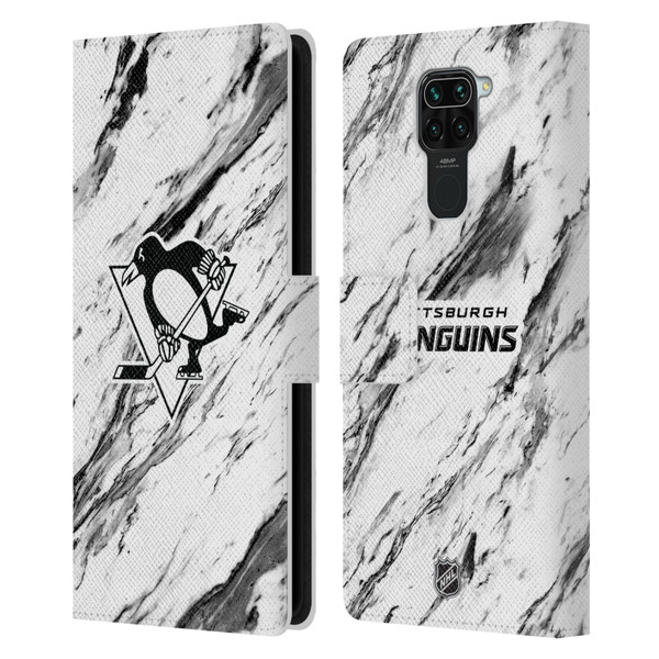 NHL Pittsburgh Penguins Marble Leather Book Wallet Case Cover For Xiaomi Redmi Note 9 / Redmi 10X 4G