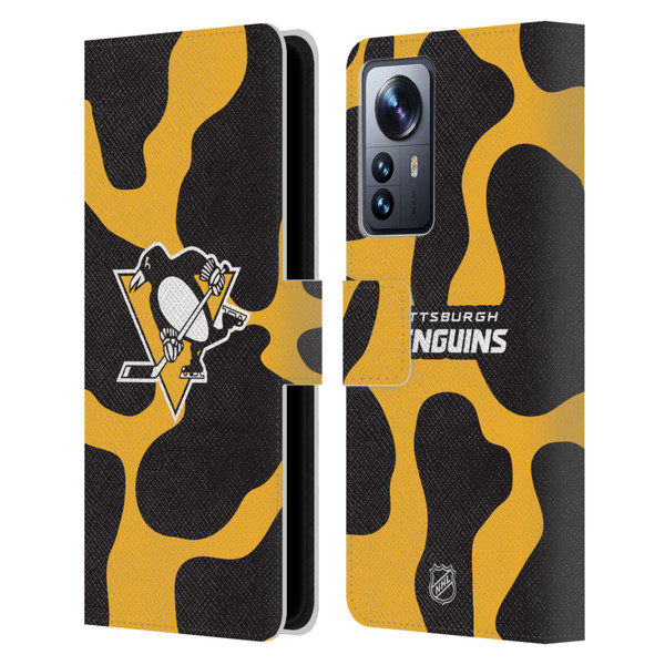 NHL Pittsburgh Penguins Cow Pattern Leather Book Wallet Case Cover For Xiaomi 12 Pro