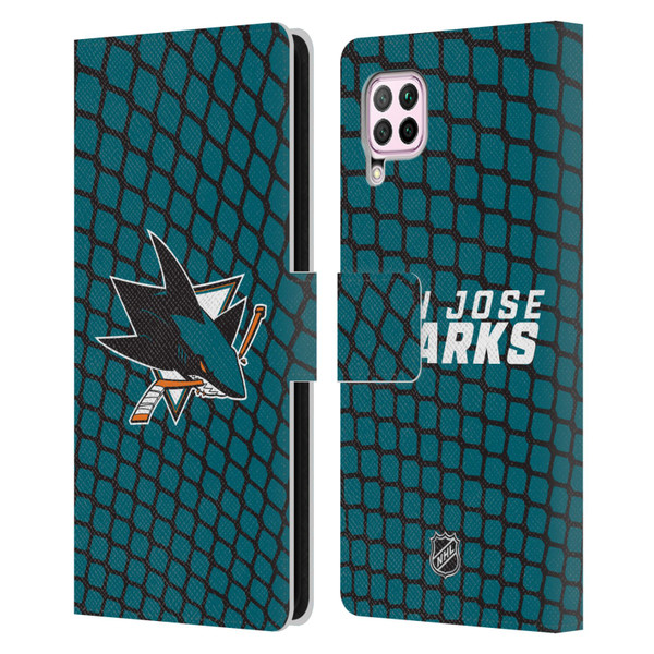 NHL San Jose Sharks Net Pattern Leather Book Wallet Case Cover For Huawei Nova 6 SE / P40 Lite