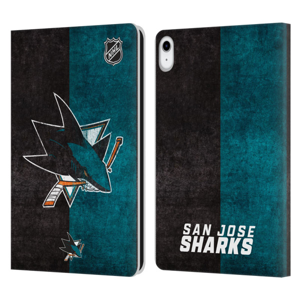 NHL San Jose Sharks Half Distressed Leather Book Wallet Case Cover For Apple iPad 10.9 (2022)