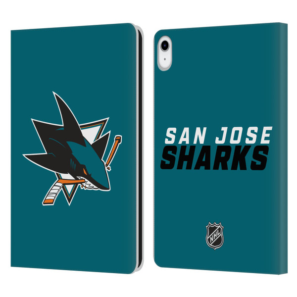 NHL San Jose Sharks Plain Leather Book Wallet Case Cover For Apple iPad 10.9 (2022)