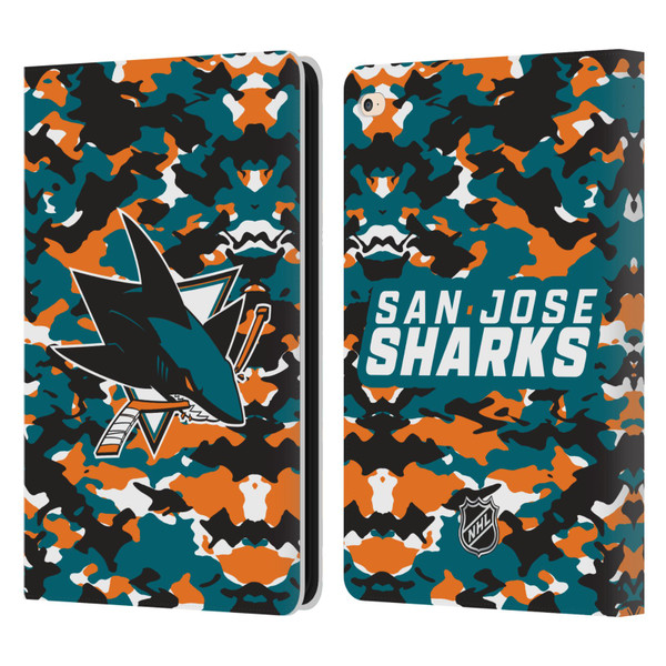 NHL San Jose Sharks Camouflage Leather Book Wallet Case Cover For Apple iPad Air 2 (2014)