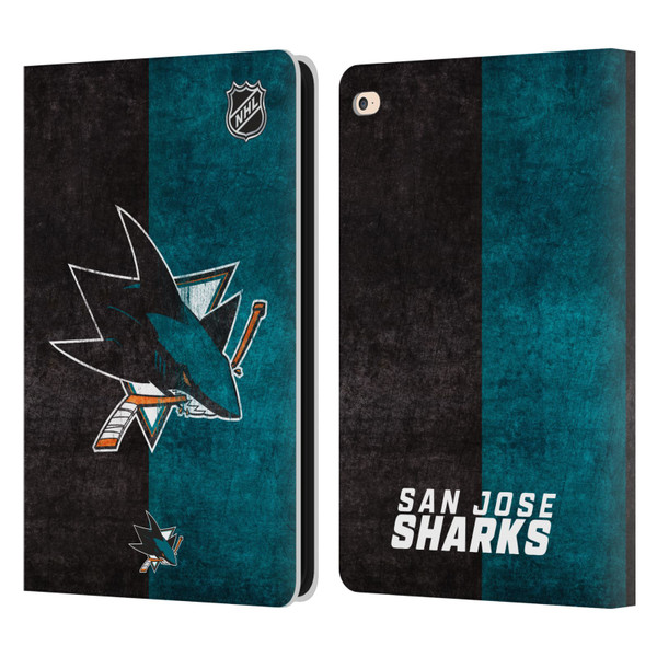 NHL San Jose Sharks Half Distressed Leather Book Wallet Case Cover For Apple iPad Air 2 (2014)