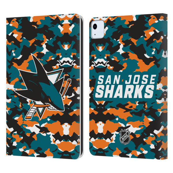 NHL San Jose Sharks Camouflage Leather Book Wallet Case Cover For Apple iPad Air 11 2020/2022/2024