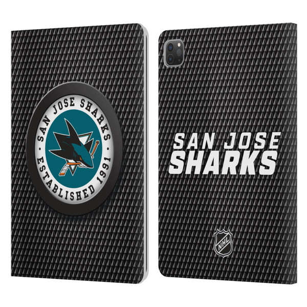 NHL San Jose Sharks Puck Texture Leather Book Wallet Case Cover For Apple iPad Pro 11 2020 / 2021 / 2022