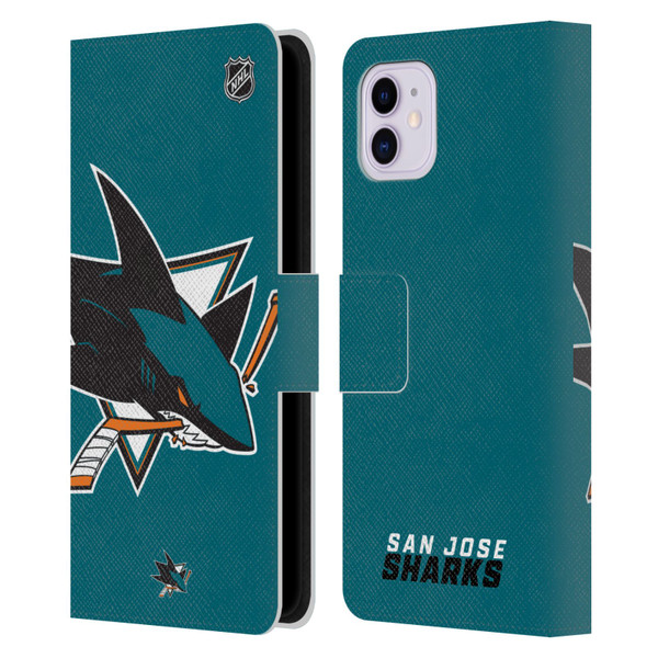 NHL San Jose Sharks Oversized Leather Book Wallet Case Cover For Apple iPhone 11