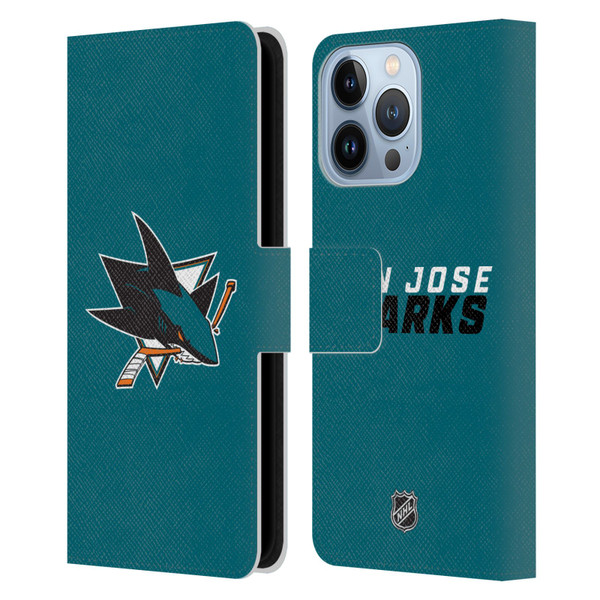 NHL San Jose Sharks Plain Leather Book Wallet Case Cover For Apple iPhone 13 Pro