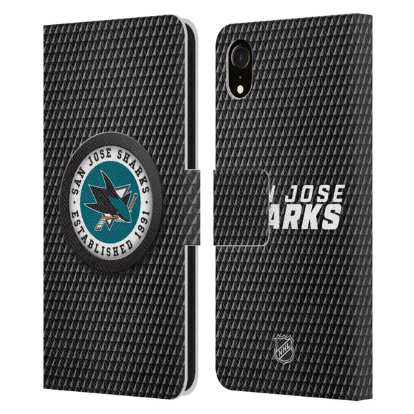 NHL San Jose Sharks Puck Texture Leather Book Wallet Case Cover For Apple iPhone XR