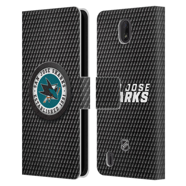 NHL San Jose Sharks Puck Texture Leather Book Wallet Case Cover For Nokia C01 Plus/C1 2nd Edition