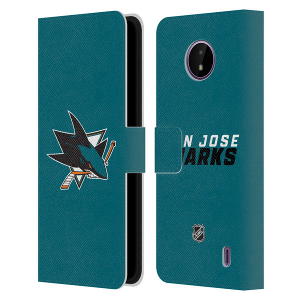 NHL San Jose Sharks Plain Leather Book Wallet Case Cover For Nokia C10 / C20