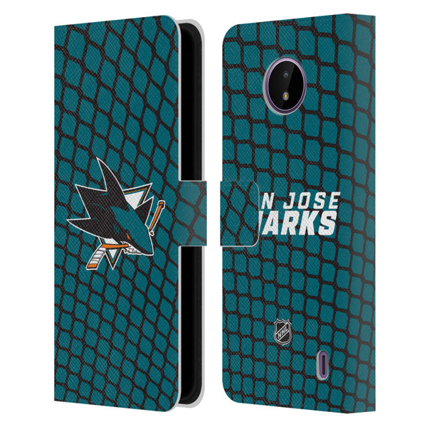 NHL San Jose Sharks Net Pattern Leather Book Wallet Case Cover For Nokia C10 / C20