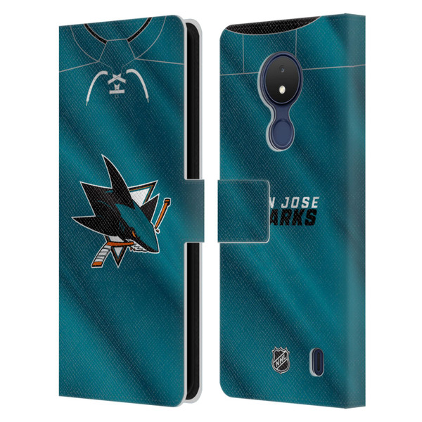 NHL San Jose Sharks Jersey Leather Book Wallet Case Cover For Nokia C21