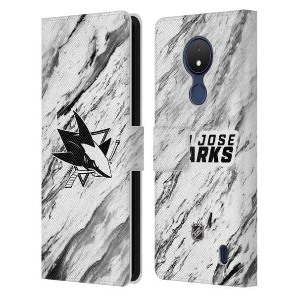 NHL San Jose Sharks Marble Leather Book Wallet Case Cover For Nokia C21