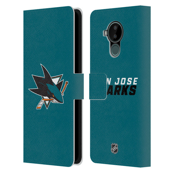 NHL San Jose Sharks Plain Leather Book Wallet Case Cover For Nokia C30