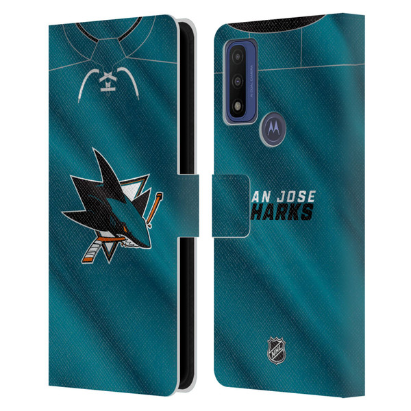 NHL San Jose Sharks Jersey Leather Book Wallet Case Cover For Motorola G Pure