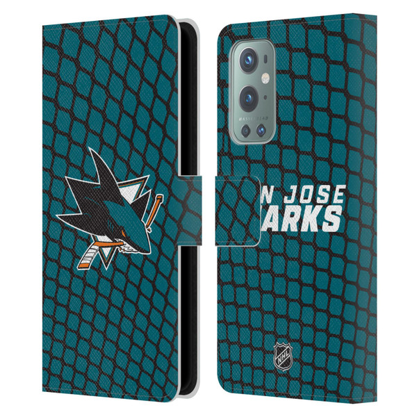 NHL San Jose Sharks Net Pattern Leather Book Wallet Case Cover For OnePlus 9
