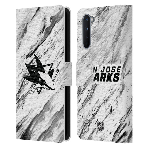 NHL San Jose Sharks Marble Leather Book Wallet Case Cover For OnePlus Nord 5G