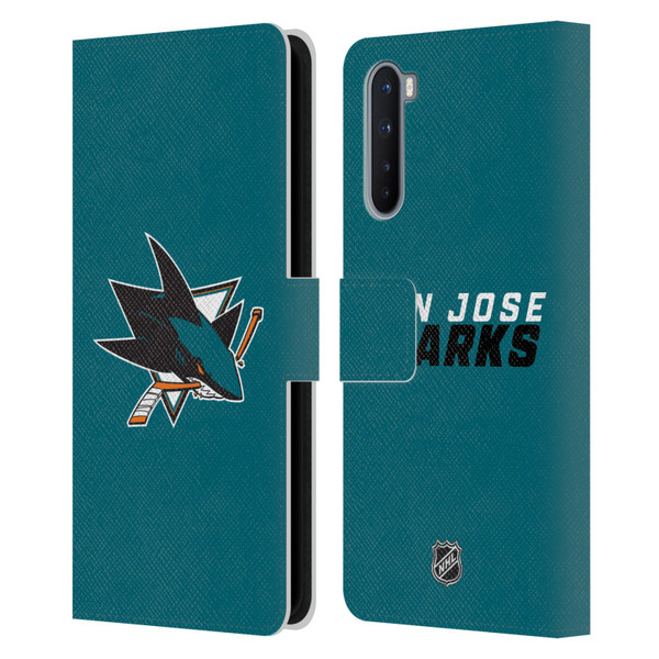 NHL San Jose Sharks Plain Leather Book Wallet Case Cover For OnePlus Nord 5G