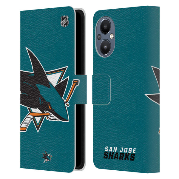 NHL San Jose Sharks Oversized Leather Book Wallet Case Cover For OnePlus Nord N20 5G