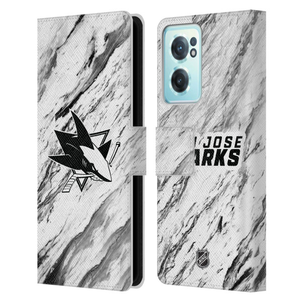 NHL San Jose Sharks Marble Leather Book Wallet Case Cover For OnePlus Nord CE 2 5G