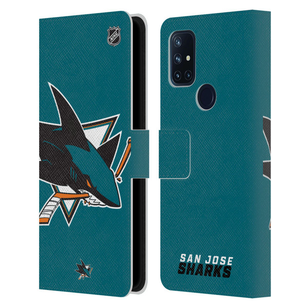 NHL San Jose Sharks Oversized Leather Book Wallet Case Cover For OnePlus Nord N10 5G