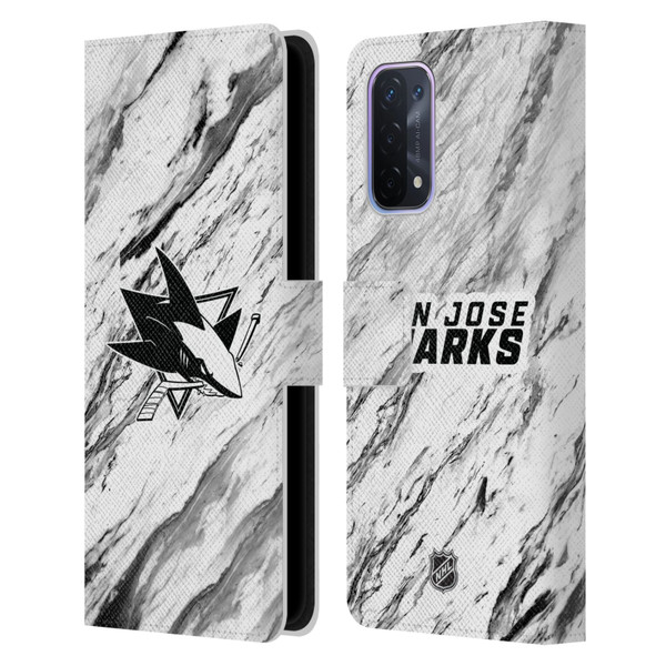 NHL San Jose Sharks Marble Leather Book Wallet Case Cover For OPPO A54 5G