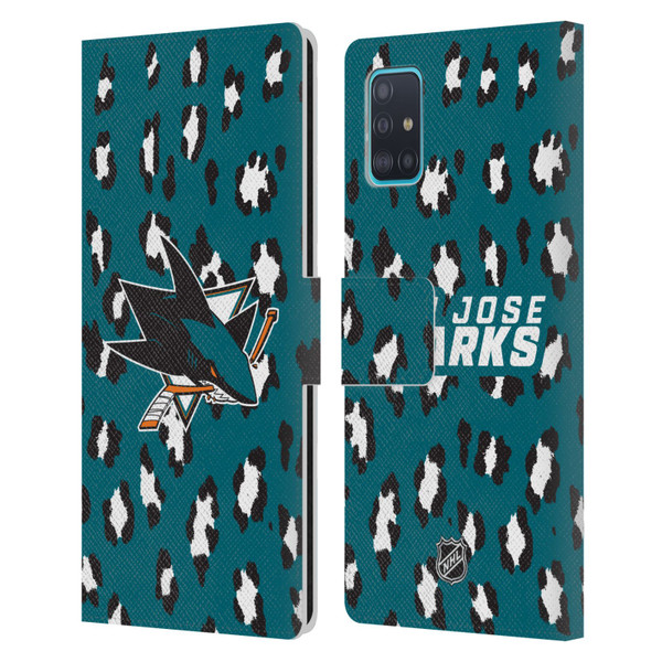 NHL San Jose Sharks Leopard Patten Leather Book Wallet Case Cover For Samsung Galaxy A51 (2019)